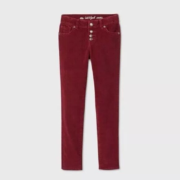Cat & Jack Other - Cat & Jack Girls Skinny Corduroy Low-Rise Jeans Burgundy Sz 14plus XL soft cozy